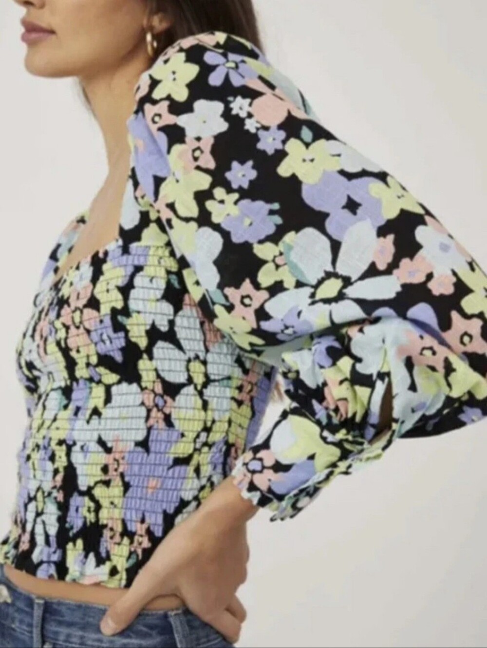 Free People Ariana Floral Print Top